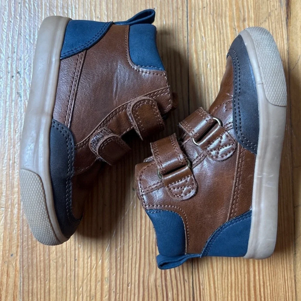 Cat & Jack High Top Sneakers Kids Brown Velcro Straps SIZE 6 - Picture 4 of 5